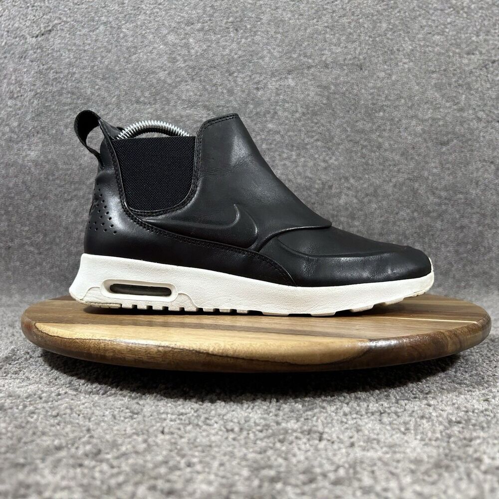 Nike Air Max Thea 859550-001 Women's Size 7 Black Mid Leather Pull On Boots Used